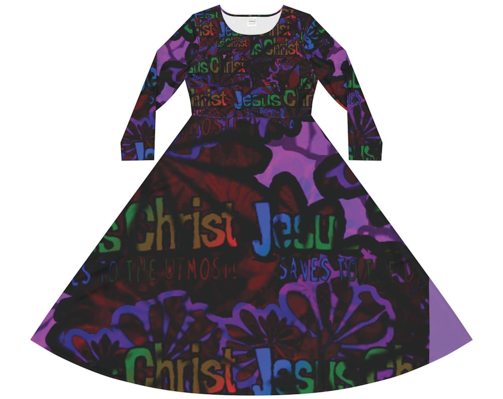 Jesus Christ Saves To The Utmost! Women's Long Sleeve Dance Dress