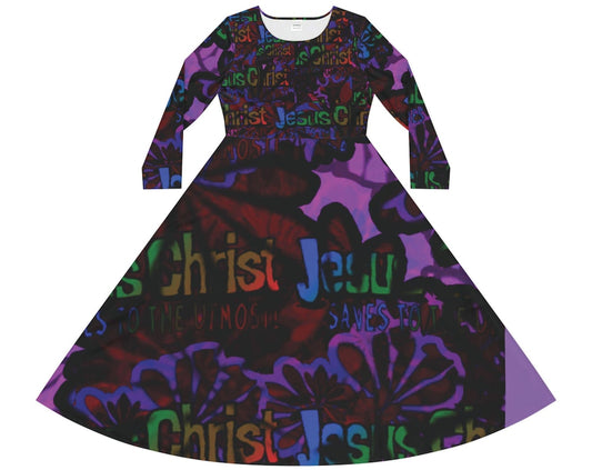 Jesus Christ Saves To The Utmost! Women's Long Sleeve Dance Dress
